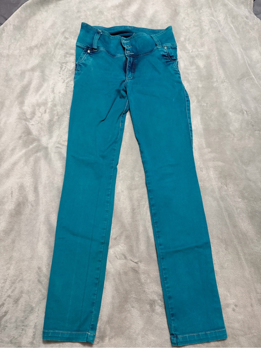 High-Rise Teal Skinny Jeans for Women columbian style